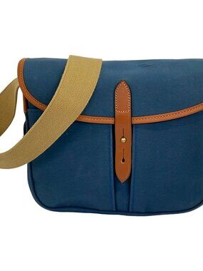 Brady Navy Dark Brown Beige Canvas Leather Shoulder Bag